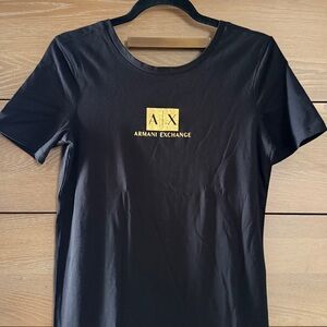 NWOT Armani Exchange Black Midi Dress with Gold Logo